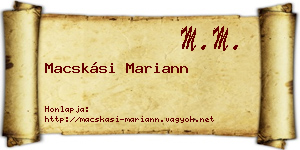 Macskási Mariann névjegykártya