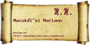 Macskási Mariann névjegykártya