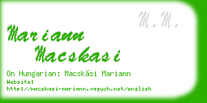 mariann macskasi business card