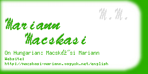 mariann macskasi business card